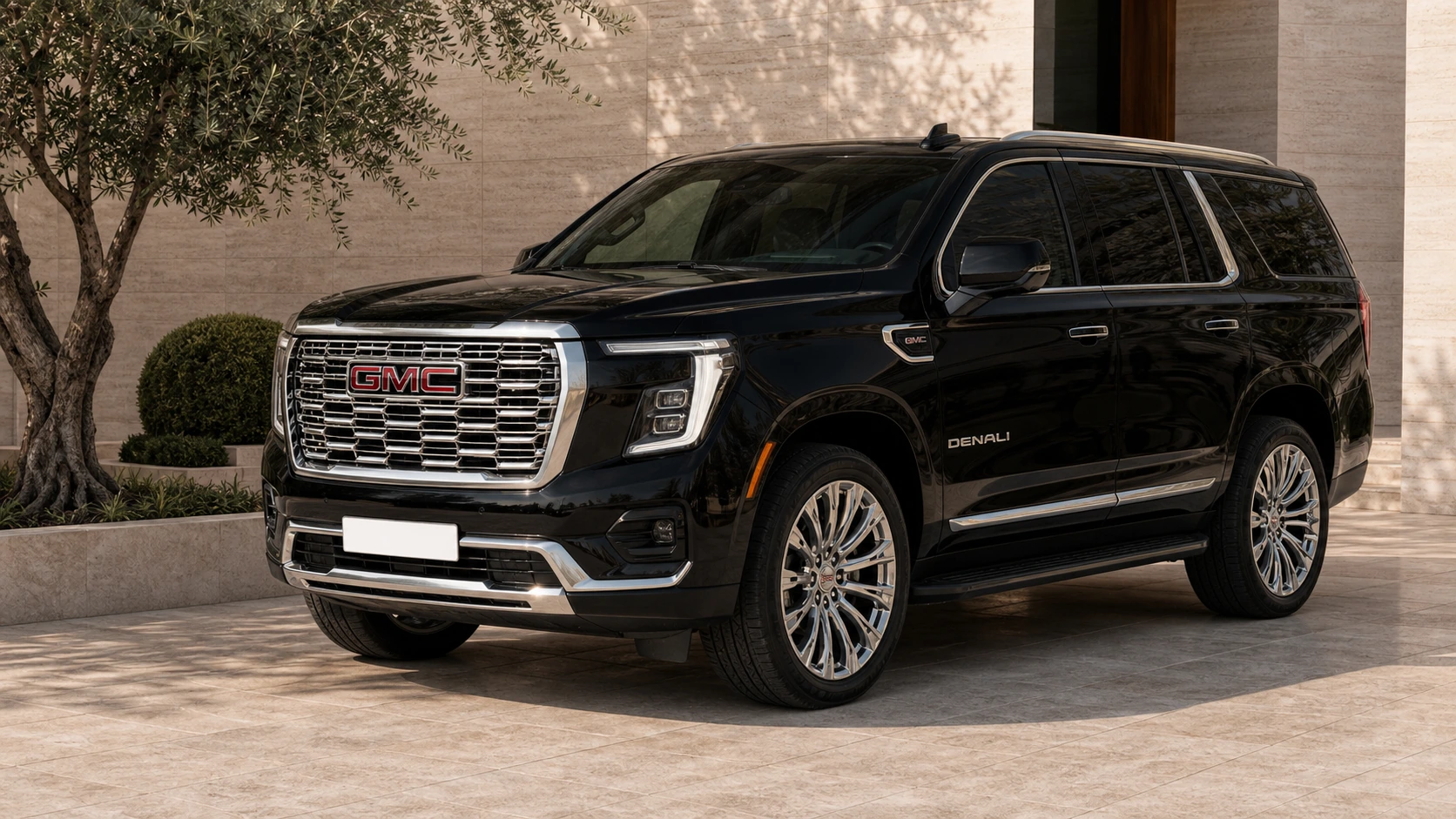 2023 GMC Yukon Denali in an Amman limestone courtyard