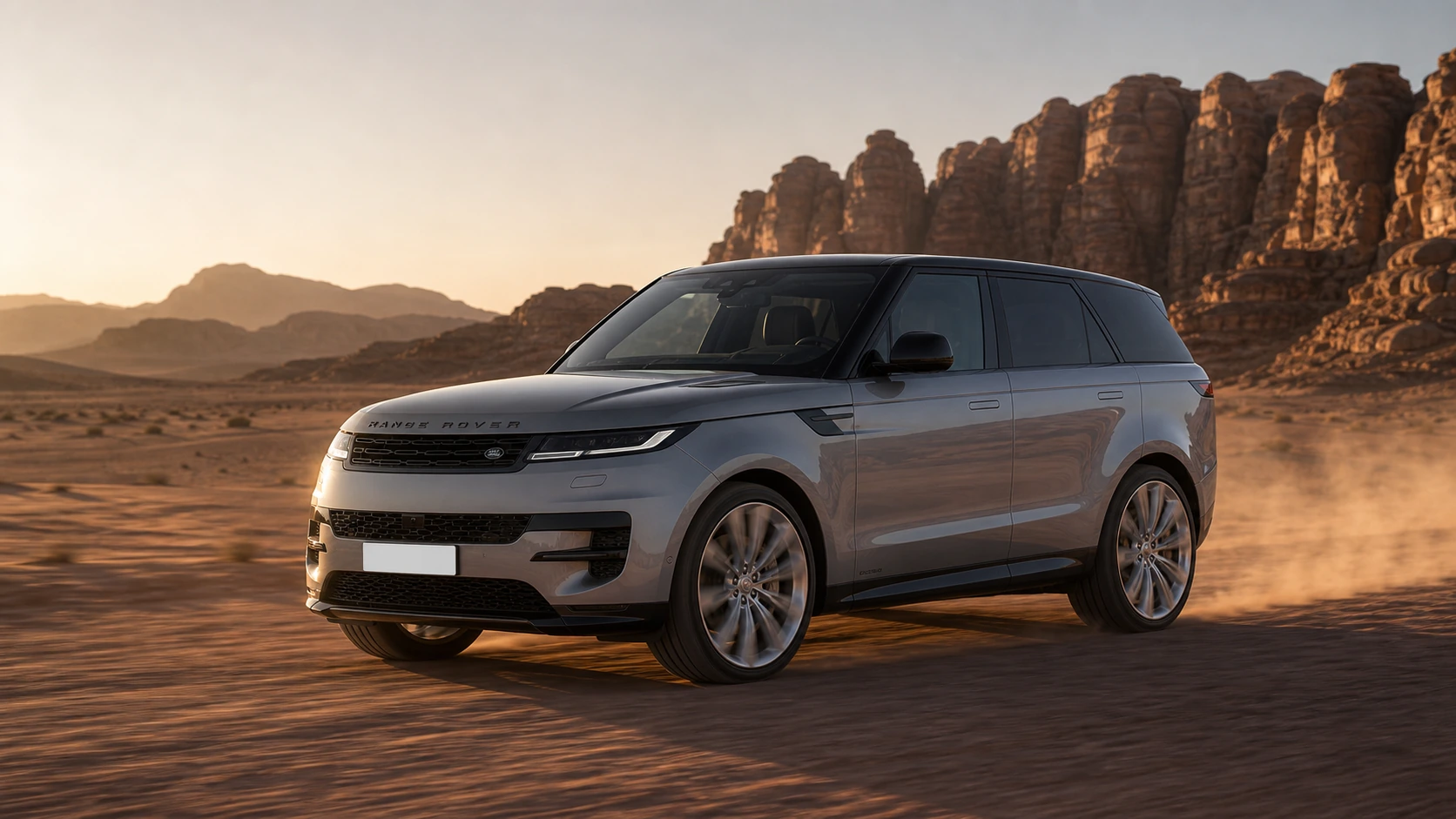 2024 Range Rover Sport crossing red sand in Wadi Rum